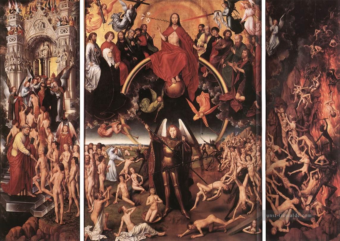 Jüngste Gericht Triptychon offen 1467 Niederländische Hans Memling Ölgemälde